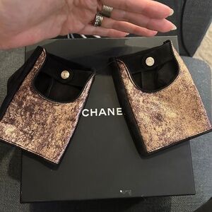 Chanel Suede Metallic Fingerless Gloves